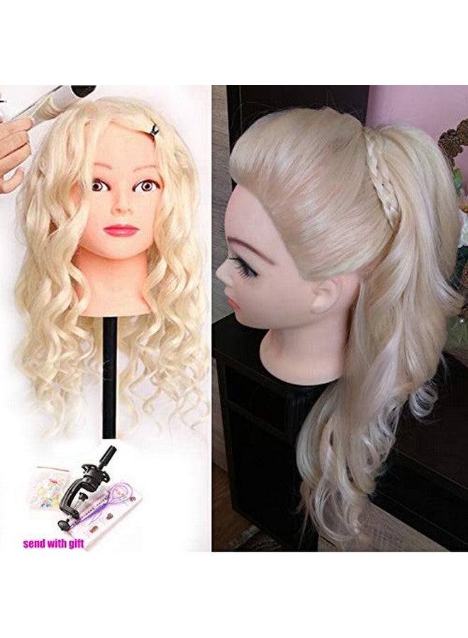 بيوتي ستار رأس مانيكان، رأس مانيكان لتدريب تصفيف الشعر الطويل باللون الأبيض الكريمي من بيوتي ستار، مقاس 24 بوصة، مع حامل مشبك وملحقات (مناسب للفرد والتجعيد والتمويج) - Image 2