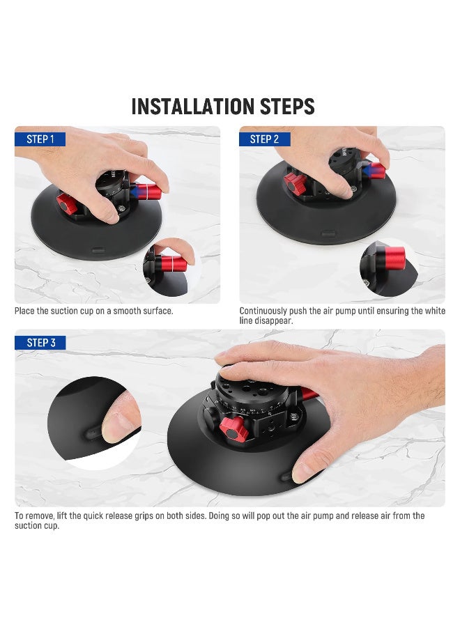 نيوير NEEWER حامل شفط قوي للكاميرا والهاتف وGoPro مقاس 6 بوصة مع ذراع مرن، تثبيت ثابت للتصوير داخل السيارة، دوران 360 درجة، قاعدة فراغية للكاميرات والهواتف الذكية - Image 5