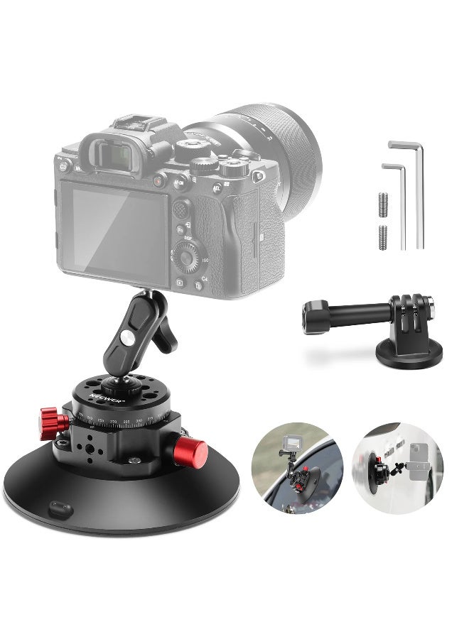 نيوير NEEWER حامل شفط قوي للكاميرا والهاتف وGoPro مقاس 6 بوصة مع ذراع مرن، تثبيت ثابت للتصوير داخل السيارة، دوران 360 درجة، قاعدة فراغية للكاميرات والهواتف الذكية - Image 1