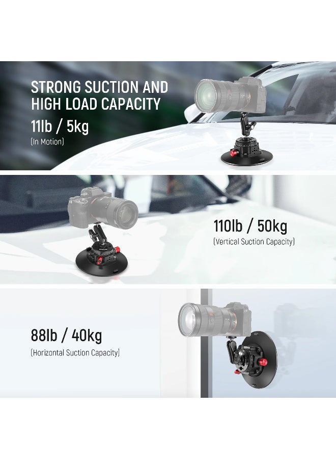 نيوير NEEWER حامل شفط قوي للكاميرا والهاتف وGoPro مقاس 6 بوصة مع ذراع مرن، تثبيت ثابت للتصوير داخل السيارة، دوران 360 درجة، قاعدة فراغية للكاميرات والهواتف الذكية - Image 2