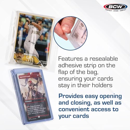 BCW Resealable Team Set Bags – 100 Count | Holds 35 Loose Cards or 5 Standard 35pt Toploaders | Fits Magnetics up to 108pt | Acid-Free Team Bags for Trading Cards & Shipping - Image 3