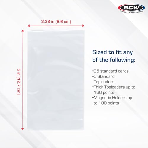 BCW Resealable Team Set Bags – 100 Count | Holds 35 Loose Cards or 5 Standard 35pt Toploaders | Fits Magnetics up to 108pt | Acid-Free Team Bags for Trading Cards & Shipping - Image 4