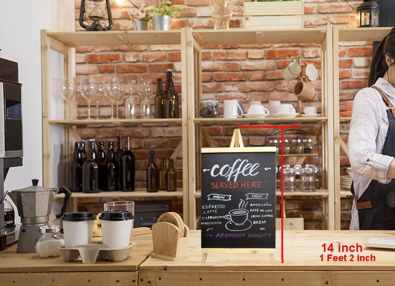 Desi Rang Wooden Chalkboard for Restaurant Bar Menu Memo, Tabletop Display Stand, Message Board (14" inch) - Image 2