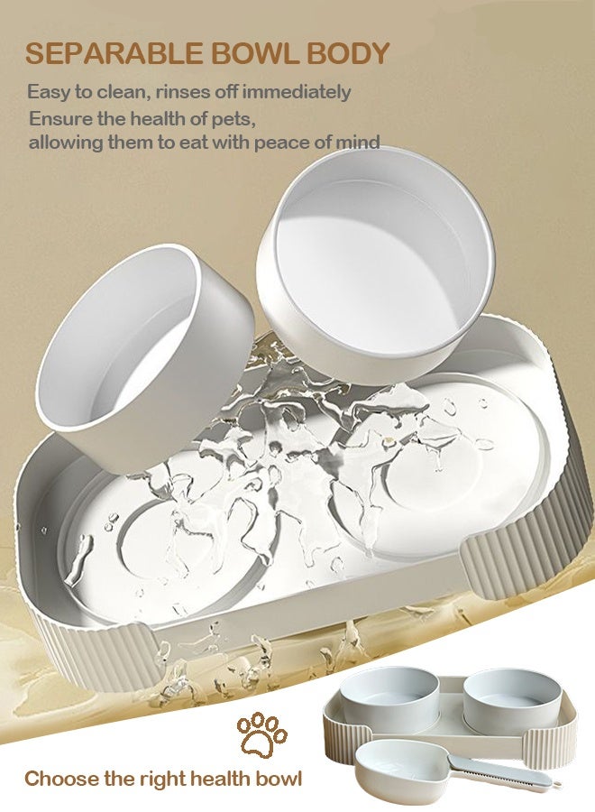 وعاء طعام مزدوج للقطط من السيراميك، يمنع الذقن السوداء، وعاء قابل للفصل للطعام والماء، آمن وصحي للقطط والكلاب - Image 4
