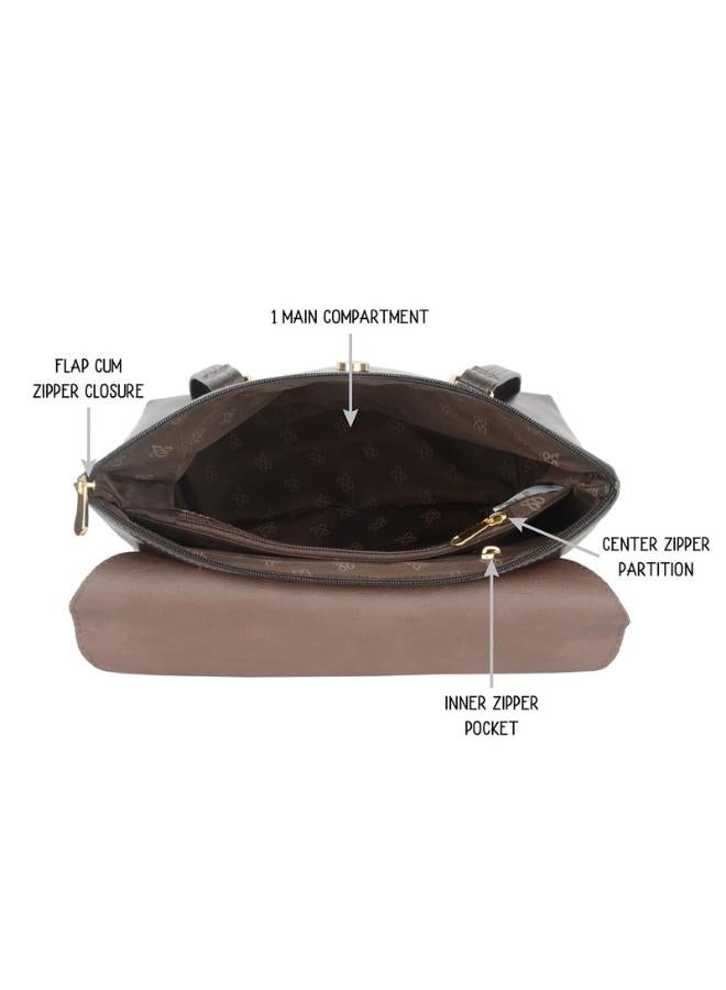 Baggit Women Brown Satchel Handbag Medium Size | Ladies Stylish Casual Purse Bag - Image 5