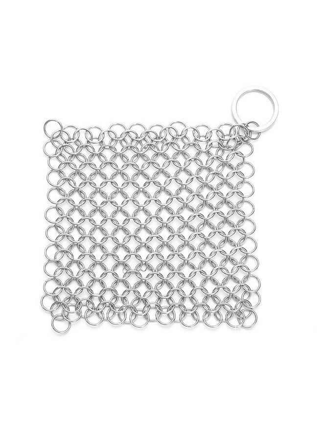 NIBEMINENT - Stainless Steel Chainmail Scrubber Cast Iron Cleaner for Skillet, Wok, Pan Kitchen Household Chain Scrubber - Image 1