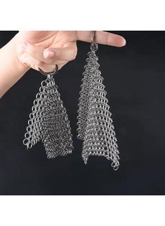 Stainless Steel Chainmail Scrubber Cast Iron Cleaner for Skillet, Wok, Pan Kitchen Household Chain Scrubber
