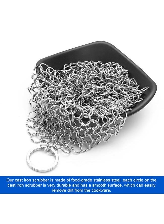 NIBEMINENT - Stainless Steel Chainmail Scrubber Cast Iron Cleaner for Skillet, Wok, Pan Kitchen Household Chain Scrubber - Image 1