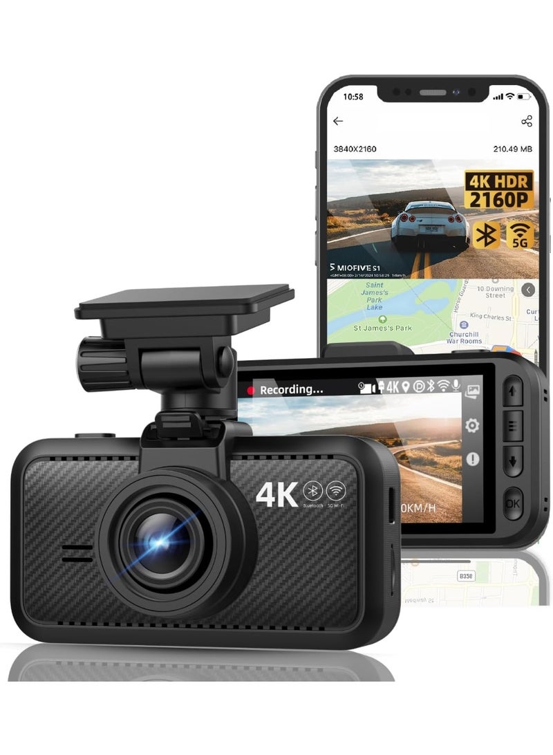 ميوفايف  كاميرا القيادة Miofive S1 4K للسيارة مع نظام تحديد الموقع GPS وتنبيهات السرعة - Image 1