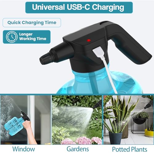 ORILEY Electric Spray Bottle Automatic Power Water Sprayer Portable Rechargeable Lawn Mister with Adjustable Nozzle Handheld Watering Can for Indoor Outdoor Plants Gardening (Spray Bottle 3L) - Image 5