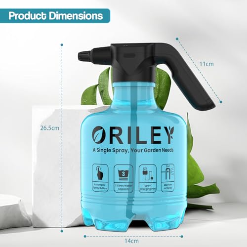 ORILEY Electric Spray Bottle Automatic Power Water Sprayer Portable Rechargeable Lawn Mister with Adjustable Nozzle Handheld Watering Can for Indoor Outdoor Plants Gardening (Spray Bottle 3L) - Image 3