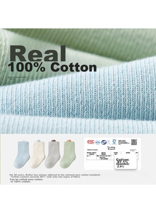 Beibi Baby Socks, Spring And Autumn 100% Pure Cotton Socks, Newborn Children's Mid-calf Socks, Seamless Baby Socks, 0-6 Months - Image 2