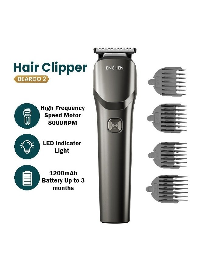 ENCHEN All in One Multi Function Electric Trimmer With 1200mah Battery Life,Four Detachable Guide Combs and Smart Travel Lock Function - Grey - Beardo 2  - Image 3