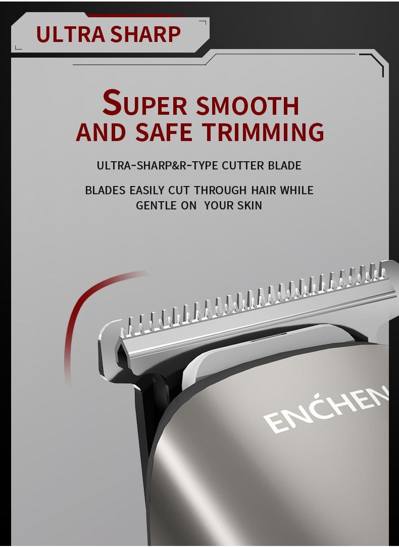 ENCHEN - All in One Multi Function Electric Trimmer With 1200mah Battery Life,Four Detachable Guide Combs and Smart Travel Lock Function - Grey - Beardo 2 - Image 1