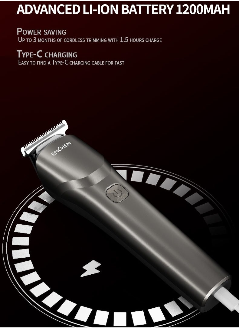 ENCHEN - All in One Multi Function Electric Trimmer With 1200mah Battery Life,Four Detachable Guide Combs and Smart Travel Lock Function - Grey - Beardo 2 - Image 1