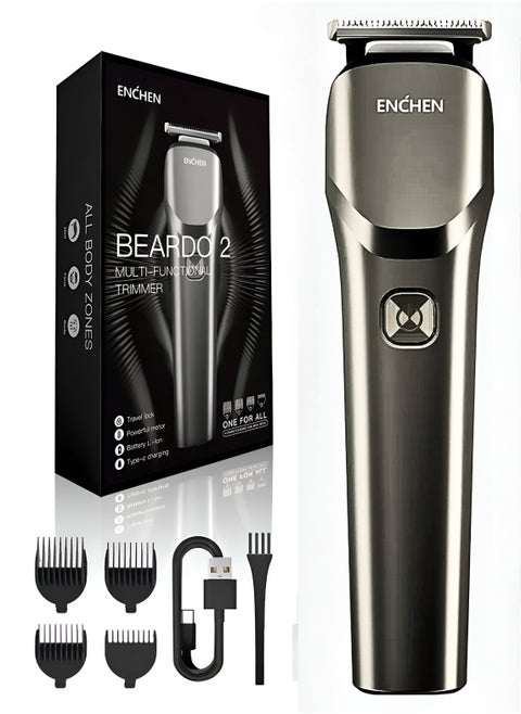 All in One Multi Function Electric Trimmer With 1200mah Battery Life,Four Detachable Guide Combs and Smart Travel Lock Function - Grey - Beardo 2