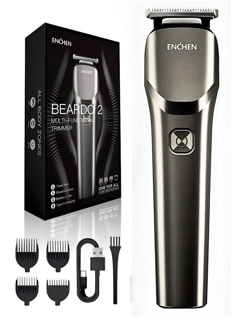 ENCHEN - All in One Multi Function Electric Trimmer With 1200mah Battery Life,Four Detachable Guide Combs and Smart Travel Lock Function - Grey - Beardo 2 - Image 1
