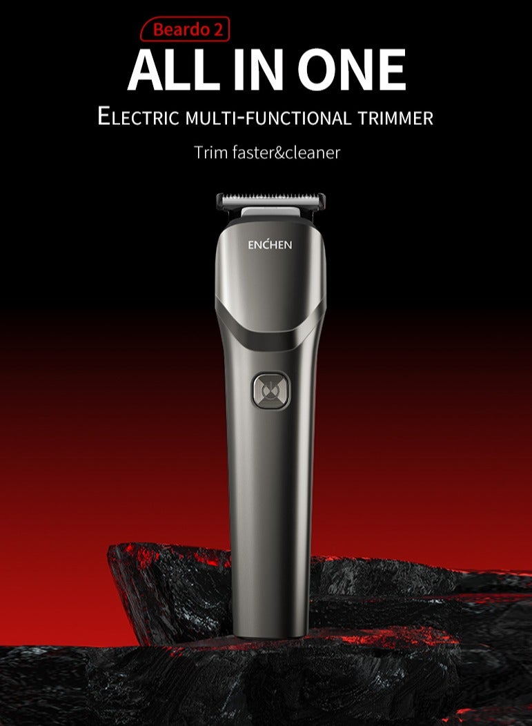 إنشن ماكينة تشذيب كهربائية متعددة الوظائف الكل في واحد متعددة الوظائف من ENCHEN Beardo 2 مع بطارية 1200 مللي أمبير، وأربعة أمشاط توجيه قابلة للفصل ووظيفة القفل الذكي للسفر - رمادي - Image 5