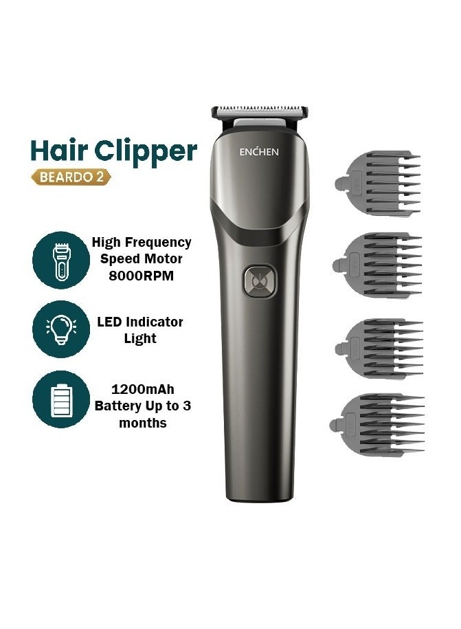 إنشن ماكينة تشذيب كهربائية متعددة الوظائف الكل في واحد متعددة الوظائف من ENCHEN Beardo 2 مع بطارية 1200 مللي أمبير، وأربعة أمشاط توجيه قابلة للفصل ووظيفة القفل الذكي للسفر - رمادي - Image 2