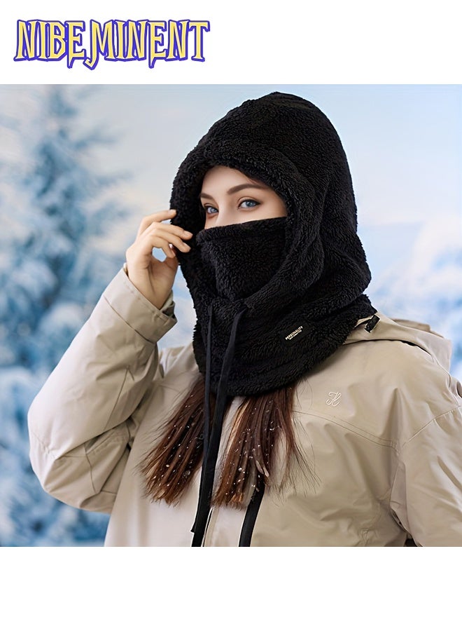 NIBEMINENT Women'S Winter Fleece-Lined Hooded Scarf, Windproof And Ear-Protecting, Thick And Warm, Perfect for Outdoor Travel, Sports, Shopping, And Socializing. A Must-Have for Winter And a Great Christmas Gift - Image 5