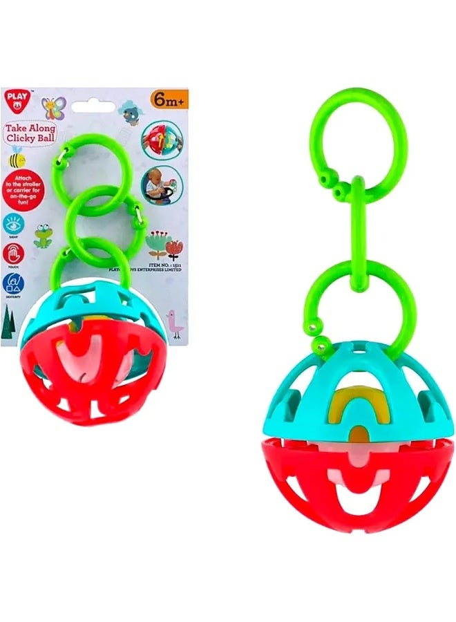 Playgo Take Along Clicky Ball – Sensory Rattle Ball for Motor Development (3M+) - Image 2