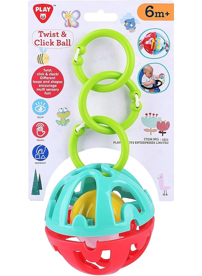 Playgo Take Along Clicky Ball – Sensory Rattle Ball for Motor Development (3M+) - Image 1