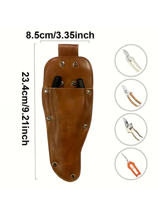 Brown Leather Gardening Scissors Holster With Belt Loop For Pruner Storage - Image 3