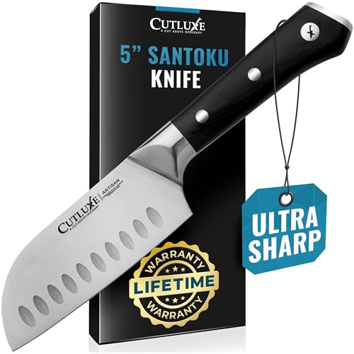Cutluxe Santoku Knife  5 Chopping Knife Vegetable Knife  Forged High Carbon German Steel  Full Tang  Razor Sharp  Ergonomic Handle Design  Artisan Series