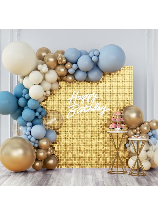 Kate Shimmer Wall Backdrop Light Gold Square Sequin Wall Panel Backdrop Decor for Wedding, Anniversary, Birthday, Party, 12 Panels - Image 1