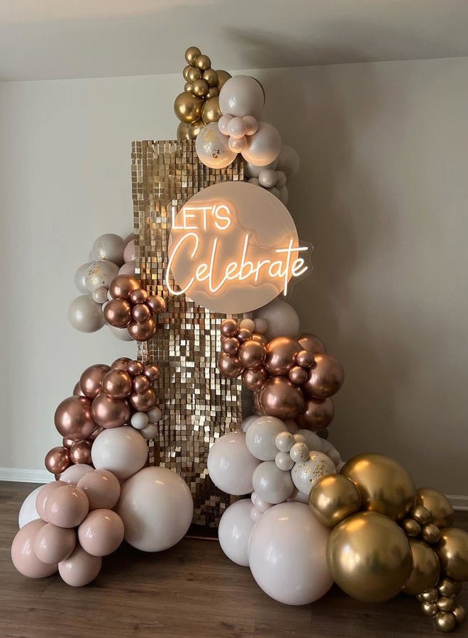 Kate Shimmer Wall Backdrop Light Gold Square Sequin Wall Panel Backdrop Decor for Wedding, Anniversary, Birthday, Party, 12 Panels - Image 4