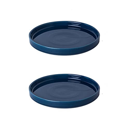 Fzfeiyy Ceramic Plant Saucer 5 Inch, 2 Pack Round Plant Saucers for Indoors/Outdoors, Flower Pot Saucers for Holding Water Drips and Soil, Ceramic Drainage Tray for Plant Pot (Blue) - Image 1