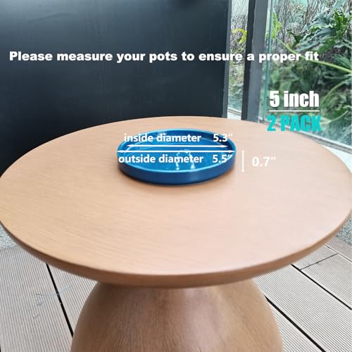 Fzfeiyy Ceramic Plant Saucer 5 Inch, 2 Pack Round Plant Saucers for Indoors/Outdoors, Flower Pot Saucers for Holding Water Drips and Soil, Ceramic Drainage Tray for Plant Pot (Blue) - Image 3