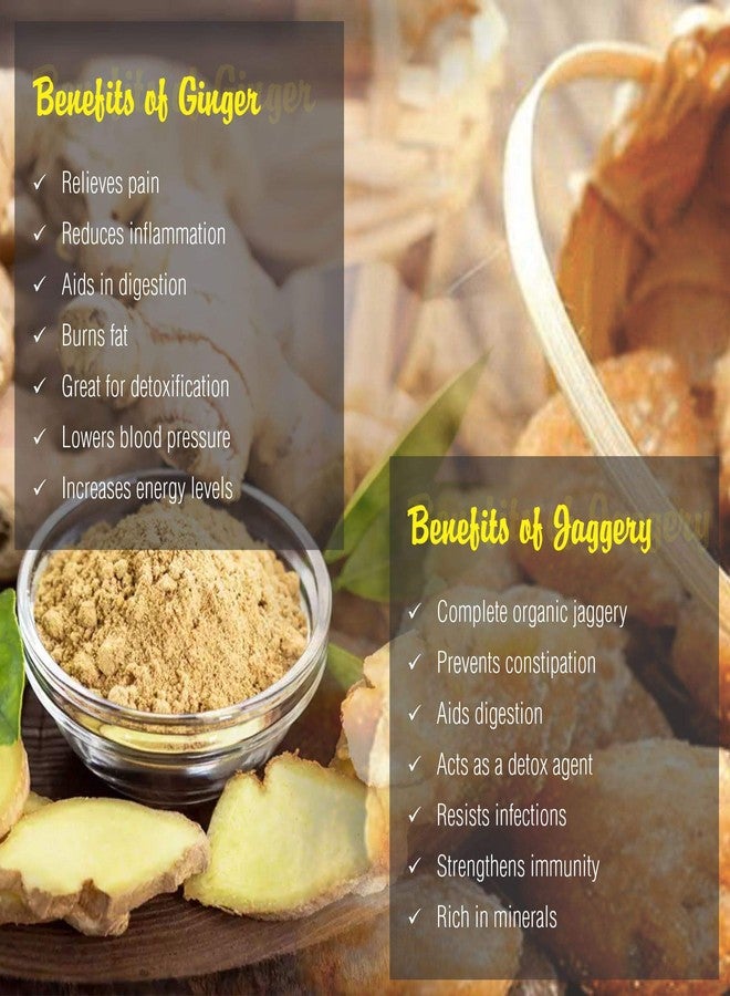 Dhampurgreen Ginger Jaggery Powder, 300G | Made With Real Dried Ginger | Chemical Free | Detox - Image 4
