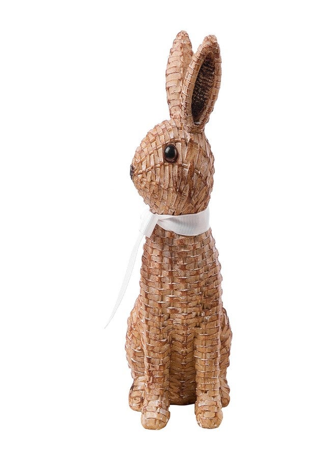 Zensounding Easter Rabbit Decorative Ornament Resin Vine Weaving Effect Rabbit Sculpture Easter Party Decoration Easter Gift (8.1in Brown Station) - Image 3