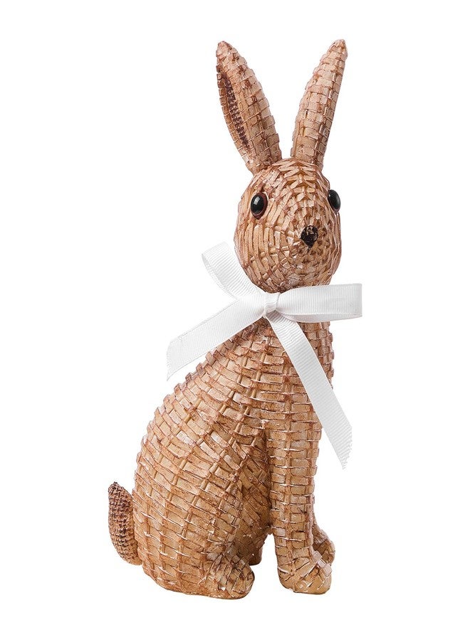Zensounding Easter Rabbit Decorative Ornament Resin Vine Weaving Effect Rabbit Sculpture Easter Party Decoration Easter Gift (8.1in Brown Station) - Image 1