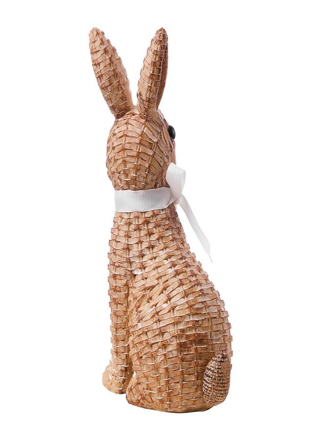Zensounding Easter Rabbit Decorative Ornament Resin Vine Weaving Effect Rabbit Sculpture Easter Party Decoration Easter Gift (8.1in Brown Station) - Image 4