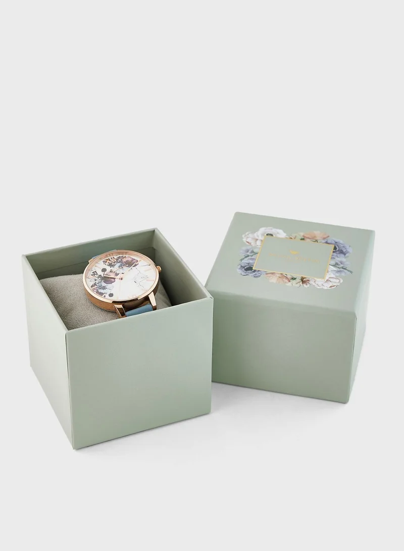 OLIVIA BURTON White & Floral Analog Watch