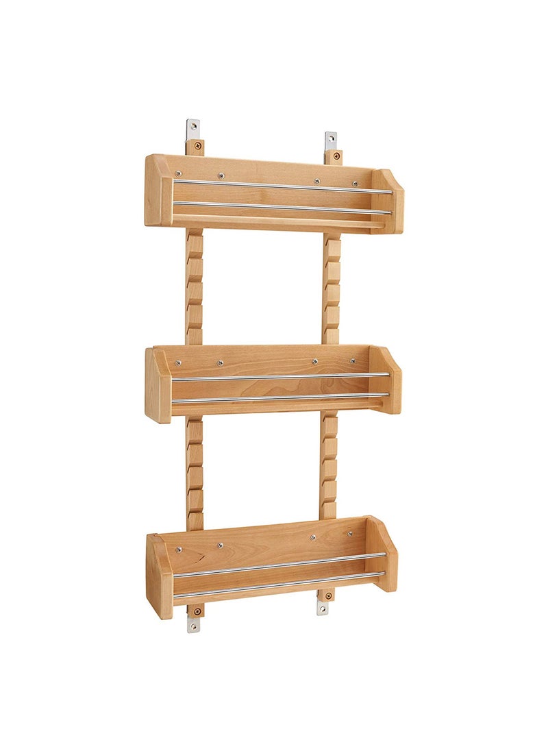 Rev-A-Shelf RevAShelf Pullout Wall Storage Organizer for Kitchen Cabinets Sliding Door Mounted Spice Rack with 3 Adjustable Shelves Maple Wood 4ASR18 
