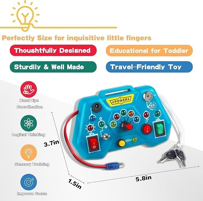 BLiSS HUES Montessori Busy Board, Baby & Toddler Toys for 1-3 Years Old- Baby Sensory Board-Sensory Educational Toys for Toddler (Style 01) - Image 2