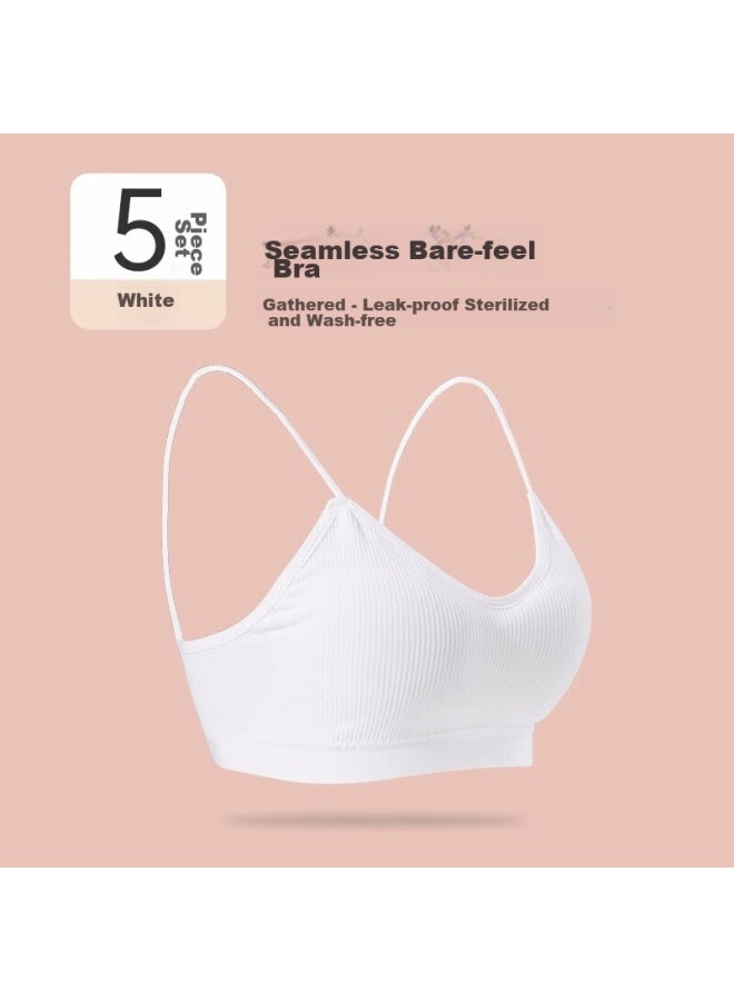 BADIGAO Baidi Gao Disposable Women's Underwear Bra, Pure Cotton, Sterilized, No-wash, Individually Packaged, Daily Disposable, 5-pack, Size L - Image 1