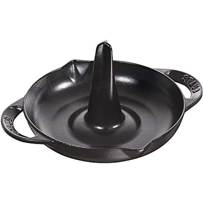 ستوب شواية عمودية 24 سم، سوداء، سعة 1 لتر، مصنوعة من حديد الزهر الموصل للحرارة، لون أسود غير لامع، آمنة للاستخدام في الفرن 260 درجة مئوية، طهي صحي قليل الدسم، آمنة للاستخدام على جميع أنواع المواقد بما في ذلك الحث الحراري، صنع في فرنسا - Image 1