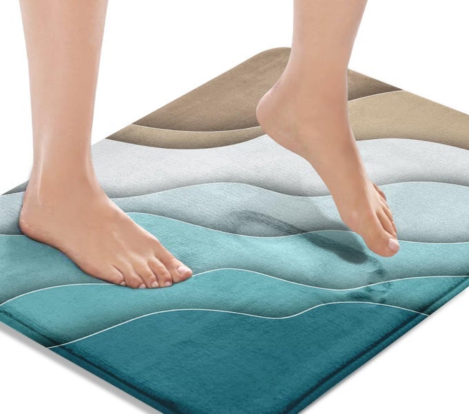BATH MAT FOR BATHROOM ABSTRACT BEACH WASHABLE COVER FLOOR RUG CARPETS FLOOR MAT BATHROOM DECORATIONS 18X30 INCHES FOR KITCHEN BEDROOM INDOOR