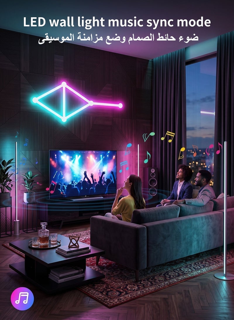 خطوط إضاءة جدارية ذكية، قضبان إضاءة LED RGB بتقنية واي فاي، أكثر من 16 مليون لون قابلة للتعتيم ومتزامنة مع الموسيقى، قضبان إضاءة ديكورية منزلية قابلة للتعديل للعشاق الألعاب والحفلات والبث المباشر، متوافقة مع أليكسا ومساعد جوجل (6 خطوط، لون أبيض) - Image 2