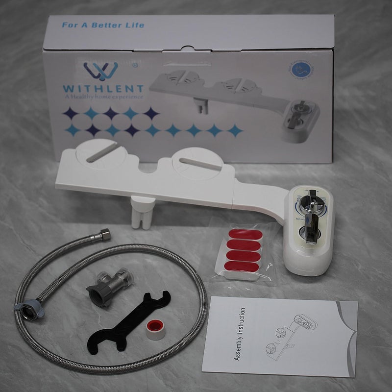 WITHLENT Left Handed Bidet Attachment for Toilet - Self-Cleaning control panel on left side Dual Nozzle (Frontal & Rear Wash) Non-Electric Adjustable Water Pressure, Water Bidet Toilet Seat Attachment - Image 5