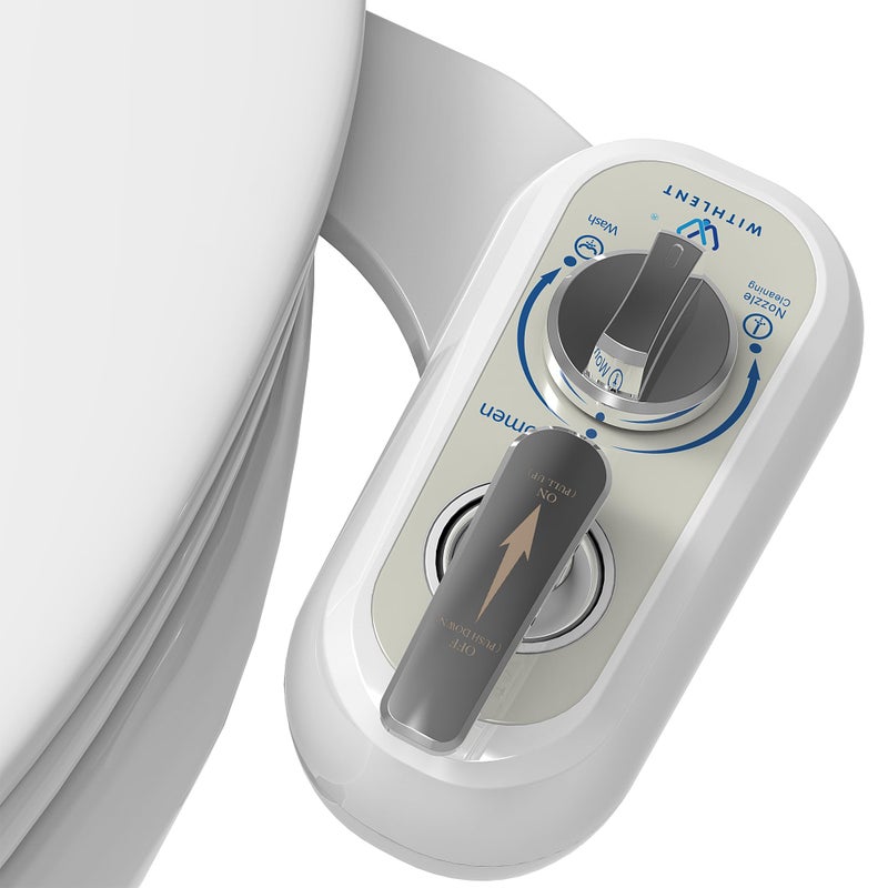 WITHLENT Left Handed Bidet Attachment for Toilet - Self-Cleaning control panel on left side Dual Nozzle (Frontal & Rear Wash) Non-Electric Adjustable Water Pressure, Water Bidet Toilet Seat Attachment - Image 1