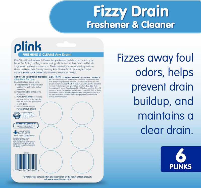 Plink Fizzy Drain Cleaner, 6 Count (Pack of 2), Lemon Scent - Image 2