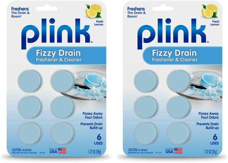Plink Fizzy Drain Cleaner, 6 Count (Pack of 2), Lemon Scent - Image 1