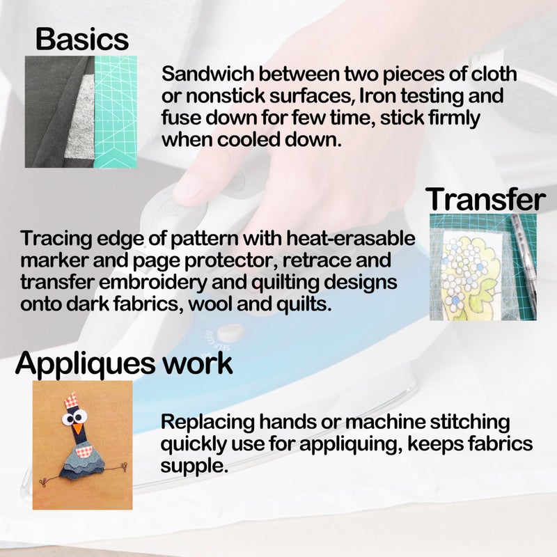 Misswendyfuse 12''Ã—5Yards Extremely fine fusible Webbing,Sheer fusible interfacing,Lightweight bonding for The Applique Quilting,Trace Transfer.(White) - Image 3