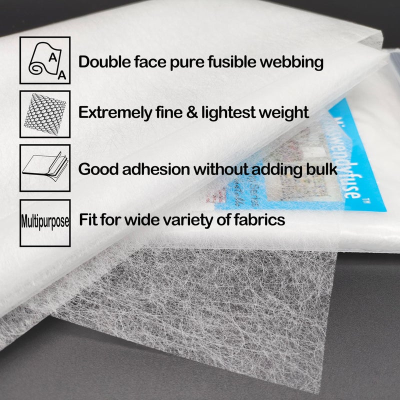 Misswendyfuse 12''Ã—5Yards Extremely fine fusible Webbing,Sheer fusible interfacing,Lightweight bonding for The Applique Quilting,Trace Transfer.(White) - Image 2