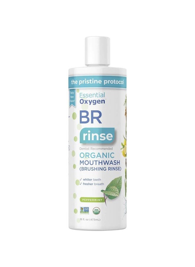 Essential Oxygen ESSENTIALOXYGEN Organic Peppermint Brushing Rinse, 16 FZ  - Image 1